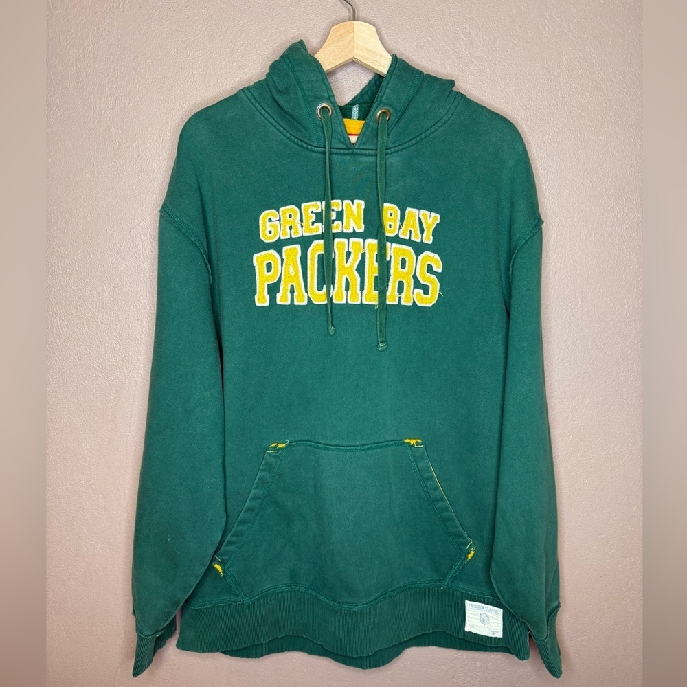 NFL Classic Reebok Vintage Green Bay Packers Football Green Hoodie Mens Size XL